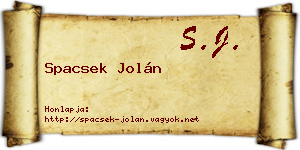 Spacsek Jolán névjegykártya