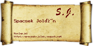 Spacsek Jolán névjegykártya